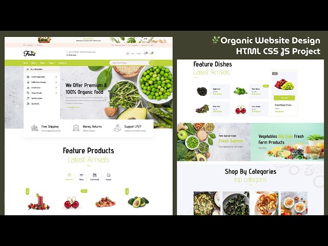 Modern Organic Food Store Website Design 🌿 | HTML CSS Responsive UI + Code Preview