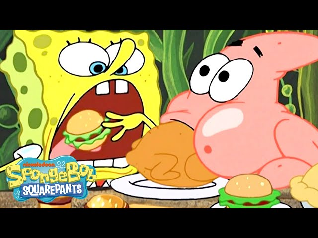 SpongeBob Characters Eating Food for 3 HOURS Straight 🍔 | SpongeBob