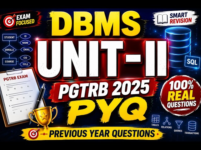 1 August 2026 🚀 DBMS UNIT II PYQ | PGTRB 2025 Previous Year Questions | Sure Revision  #pgtrbcs