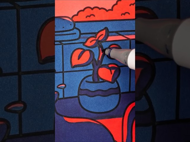 Coloring using only 2 markers for a surreal, dreamlike aesthetic #coloring #art #lofiaesthetic