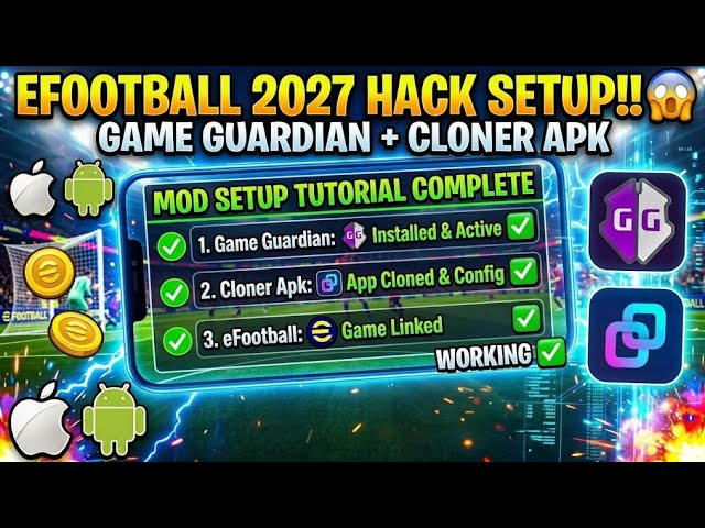 eFootball 2027 Mod Setup Guide 😱 Game Guardian + App Cloner (Step by Step)