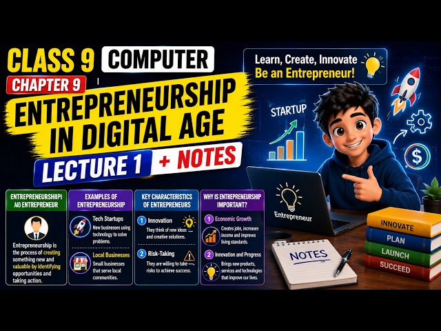 Class 9 Computer Chapter 9 | Entrepreneurship in the Digital Age Lecture 1 + Notes