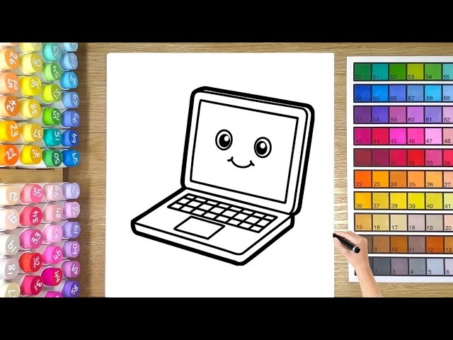 How to Draw a Cute Laptop 💻 | Easy Laptop Drawing for Kids | Step-by-Step Tutorial