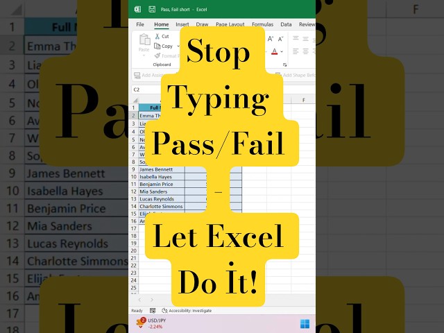 Pass or Fail in Excel? Automate It with IF Function ✅