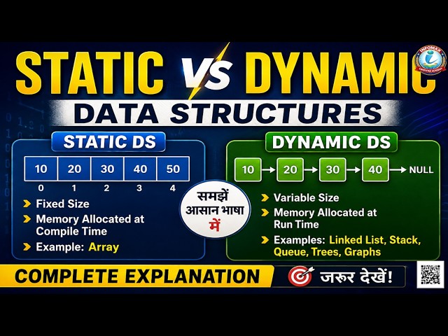 Static and Dynamic Data Structures in Data Structure | Static vs Dynamic DS Explained