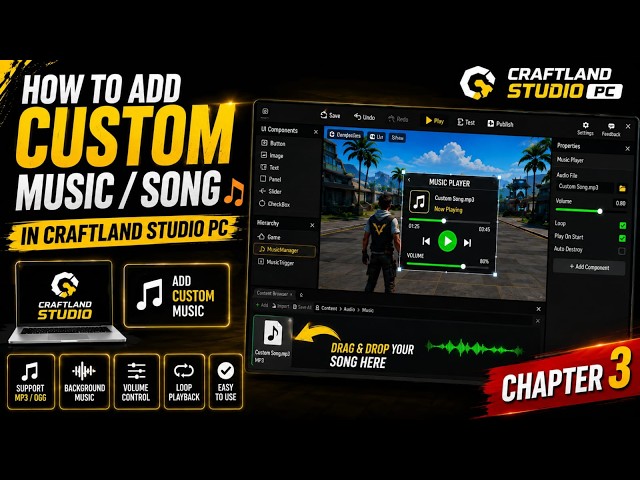 😱 How To Add Any Music / Song In Craftland Studio Pc Full Tutorial #tutorial #craftland #freefire