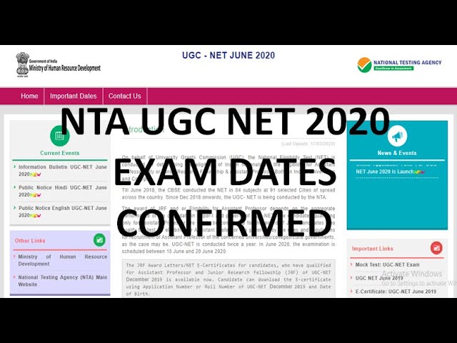 UGC NET JUNE 2020 EXAM DATE RELEASED | NTA