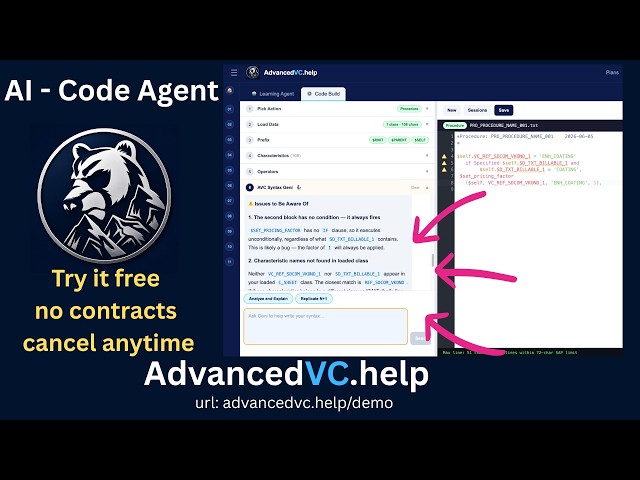 AI Catches SAP Variant Configuration Syntax Errors in Real Time | AVC Code Build Demo