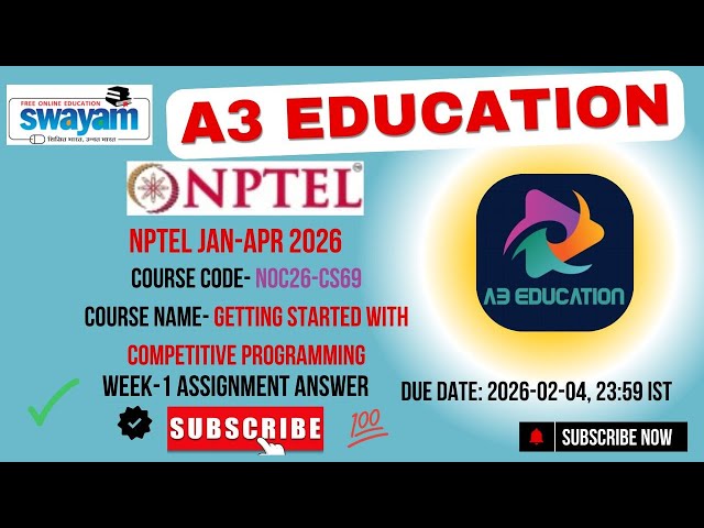 NPTEL Getting Started with Competitive Programming Week 1 Assignment Answers | noc26-cs69