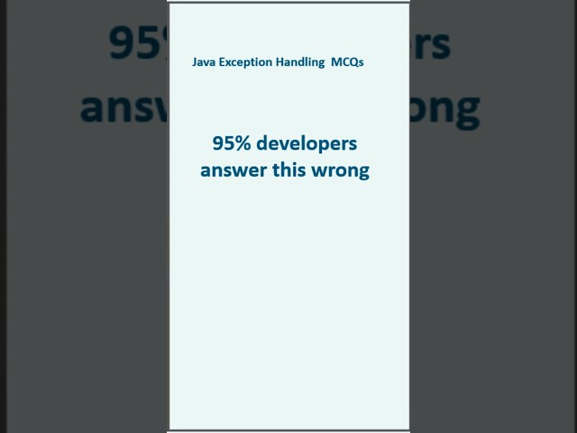 Java Exception MCQ #2 🔥 Most Developers Get This Wrong #shorts #java8
