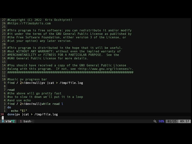 Shell Script Progress Bar with PV