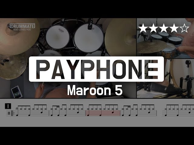 [Lv.12] Payphone - Maroon 5 (★★★★☆) Pop Drum Cover (Score, Lessons, Tutorial) | DRUMMATE