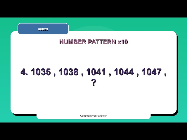 Number Pattern Challenge #0829 | 10 Number Pattern Practice Questions