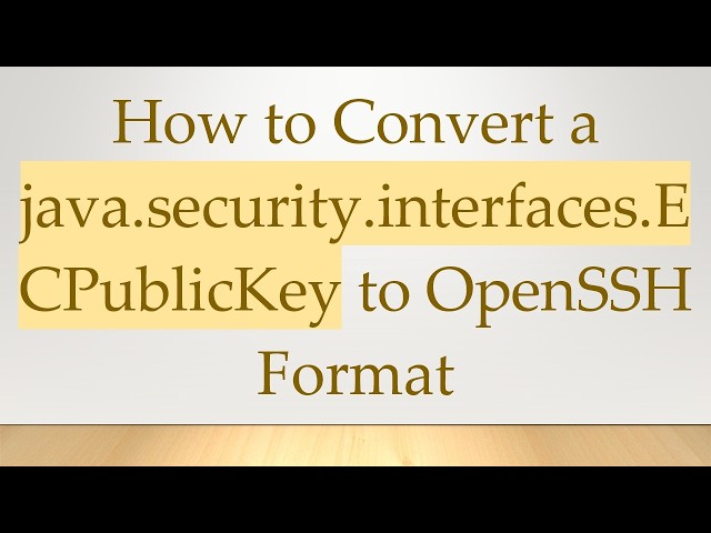 How to Convert a java.security.interfaces.ECPublicKey to OpenSSH Format