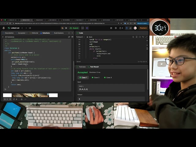 LeetCode | Python | HHKB Type-S | 40 min real time | no talking | EP-50