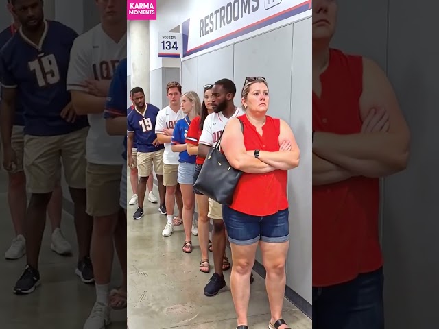 Karma 🤔 Pregnant Woman's Queue Dilemma at Restroom #karma #queue #shorts