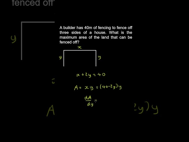 Solving Optimisation Problems, Perimeter, Area, Example - Calculus