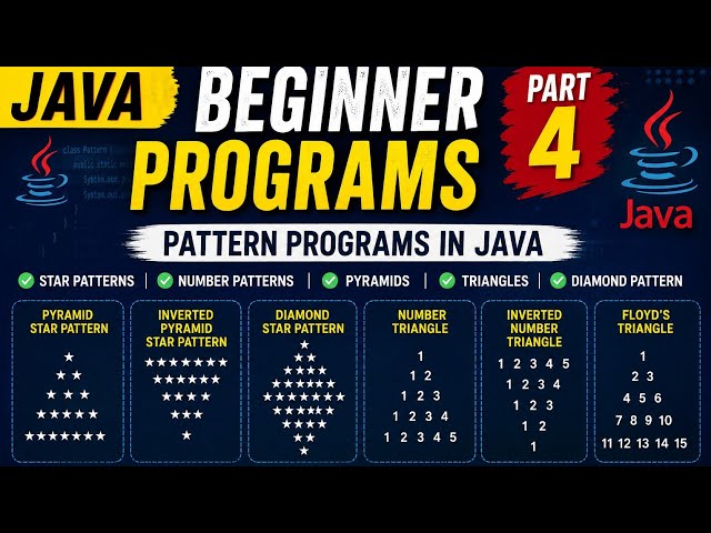Java Programs Part 4 | Star Patterns, Number Patterns, Pyramid & Diamond Patterns | Tech Margadarshi