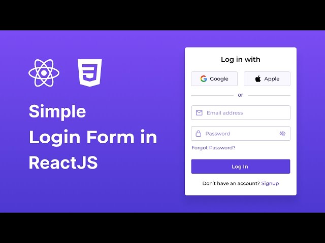 Create A Responsive Login Form in React JS & CSS | Simple Login Form with React JS