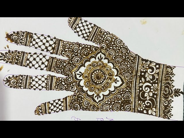 Minimalist bridal mehndi design step by step