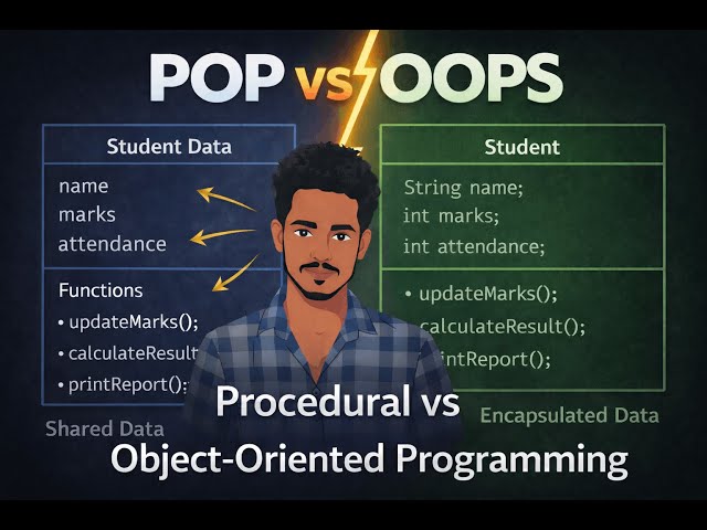 POP vs OOPS Explained Clearly | Procedural vs Object-Oriented Programming