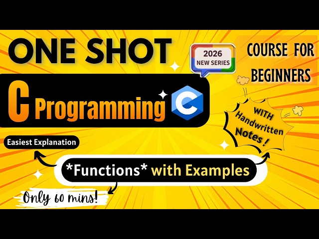 *Complete Functions Tutorial with Example* | C Programming Full course for Beginners