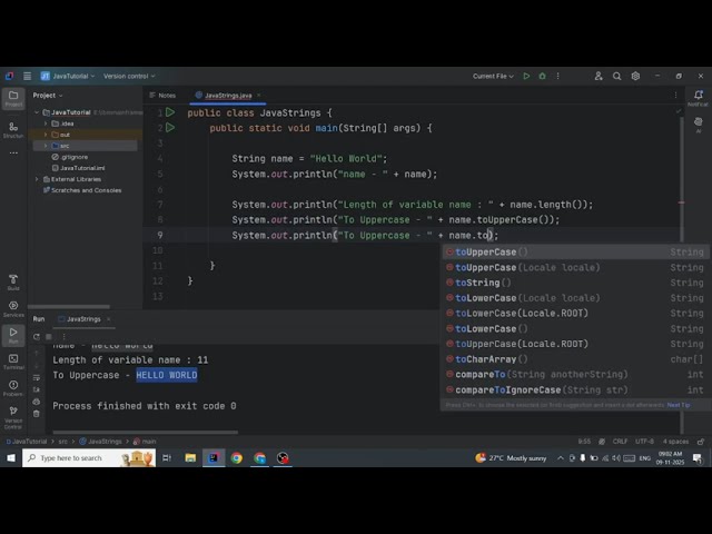 Java Strings | String Class build-in Methods | Escape character | Detailed explanation with example