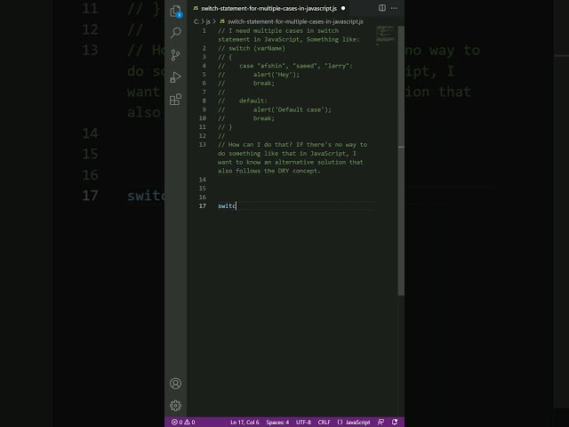 Switch statement for multiple cases in JavaScript