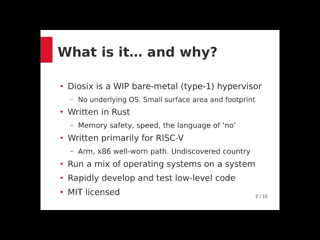 Developing Diosix: An open-source RISC-V bare-metal hypervisor from scratch in Rust