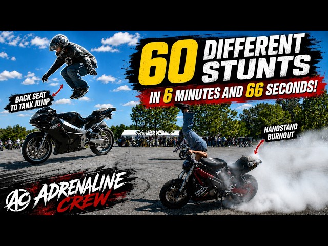 60 Unique Motorcycle Stunts in 6 Minutes & 66 Seconds