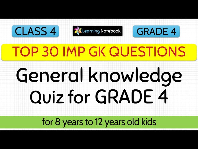 GK Quiz for class 4 | Grade 4 trivia questions general knowledge quiz | GK class 4