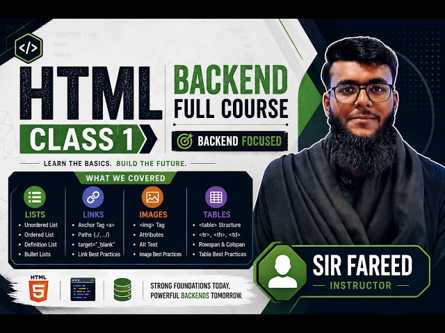 HTML Crash Course | Class 1 | Backend Full Course
