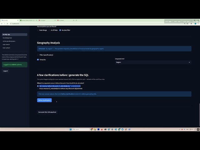 Complete NL2SQL generation pipeline enhanced with BI topics information.