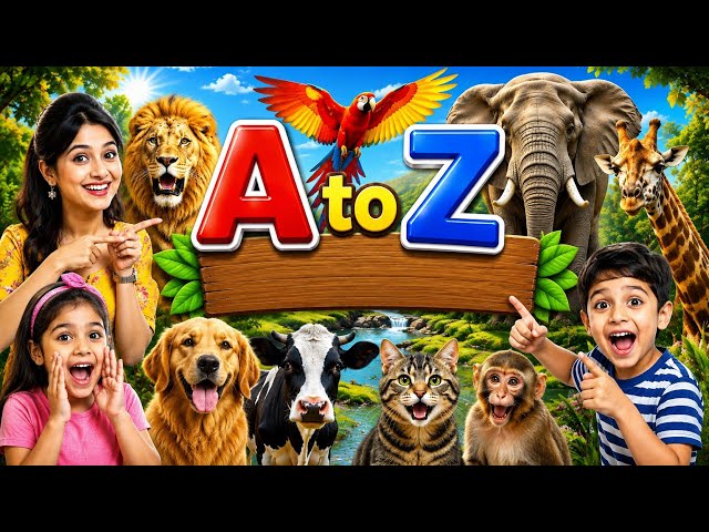 A to Z Animal Names for Kids 🦁 | ABC Alphabet Animals | Learn Animals with Real Videos