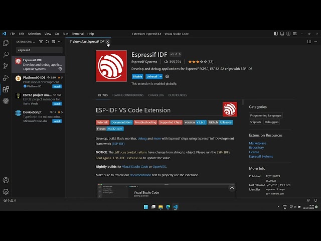ESP32 - How to install ESP-IDF using Visual Studio Code