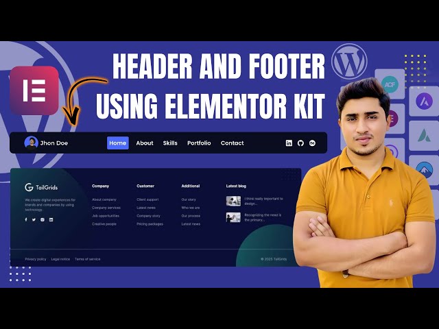 How to Create Header & Footer in WordPress Using Elementor Kit | Full Export & Import Guide 2025