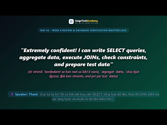 🚀 Day 42 - Week 6 Review & Database Verification | English for QA & Testing Professionals