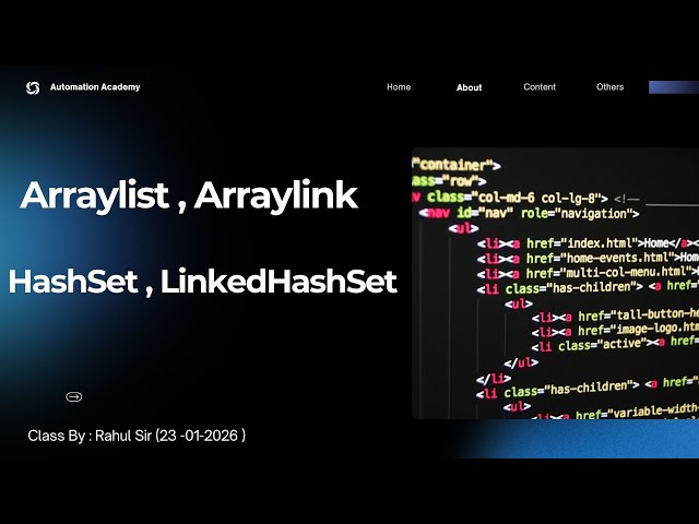 Array List , Array link & HashSet , LinkedHashSet