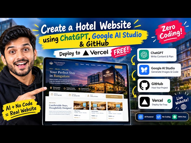 Build a Premium Hotel Website for FREE (0 Code!) | ChatGPT, Google AI Studio & Vercel