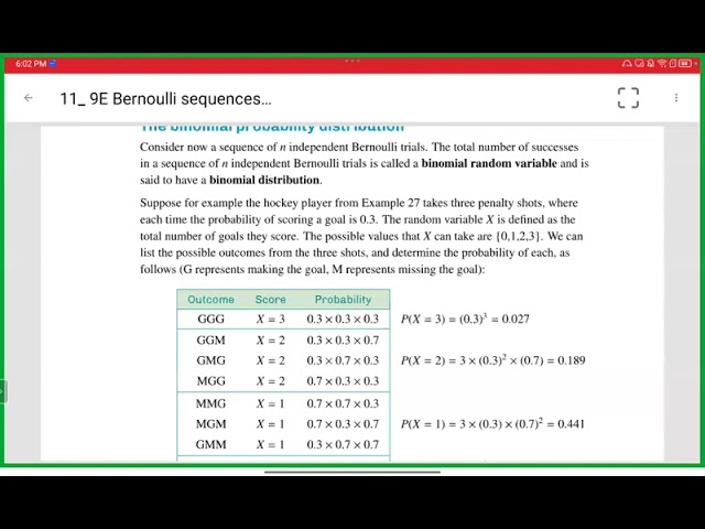 Bernoulli sequences and the binomial distribution 9E.