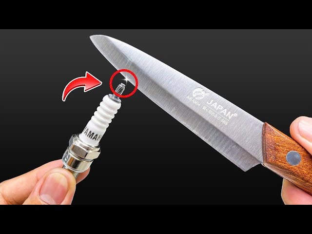 Sharpen a Knife to Razor-Sharp in 2 Minutes Using a Spark Plug