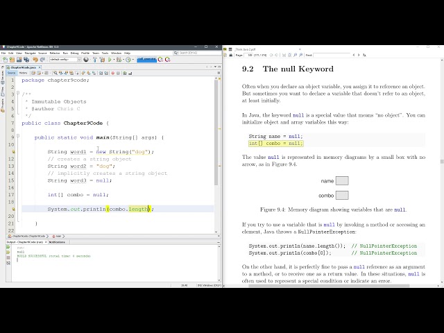 CS 161 9.2 The null Keyword