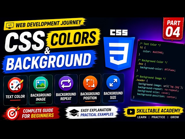 CSS Colors & Background Tutorial in Hindi | Color, Background Image & Background Size | CSS Part 04