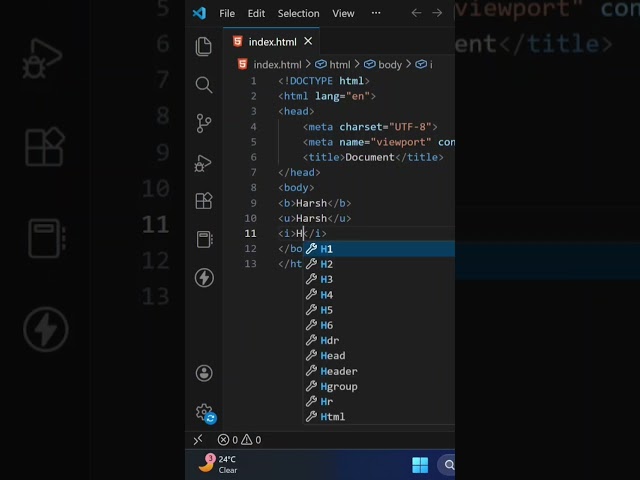 HTML Inline Elements | Bold, Italic & Underline | Complete HTML Course #7 #shorts #viral #trending