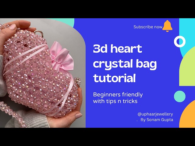 3d heart bag tutorial❤️|pearl bag making at home 🏡|diy pearl bag🤗|tutorial🫠|small  business🥰|