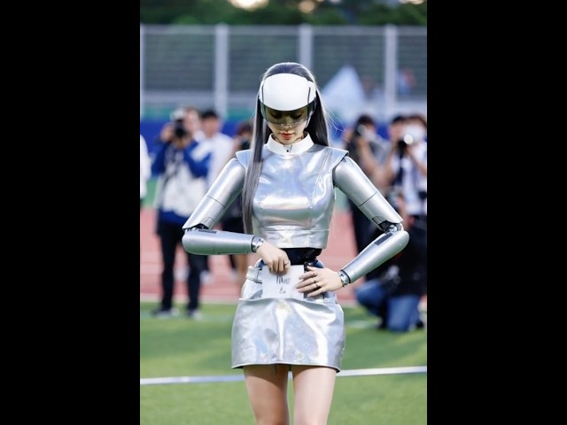 A girl made of AI stands in the middle of a crowd - the artificial intelligence that created her.#ai