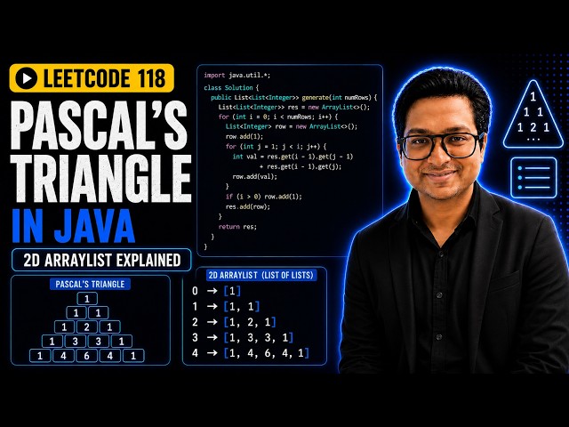 Pascal’s Triangle in Java | LeetCode 118 | 2D ArrayList Explained | DAY 20 | 100 Days of DSA