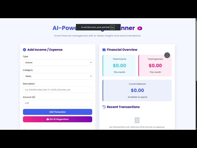 AI-Powered Budget Planner Using HTML, CSS and JavaScript with Source Code