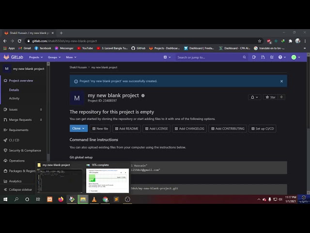 Git Lab new Project Upload in a Unique Method