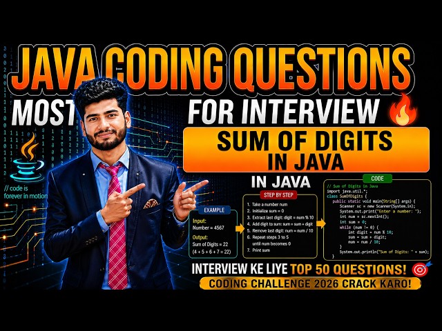Sum of Digits of a Number in Java | Java Interview Question | Placement Coding Que for Freshers 2026